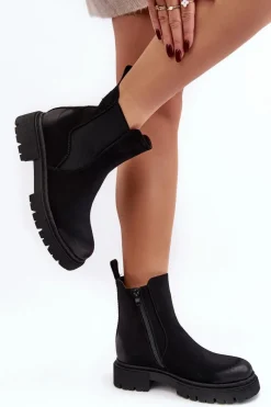 Hot Boto Damskie Ocieplane Botki Sztyblety Na Suwak Czarne Vesta