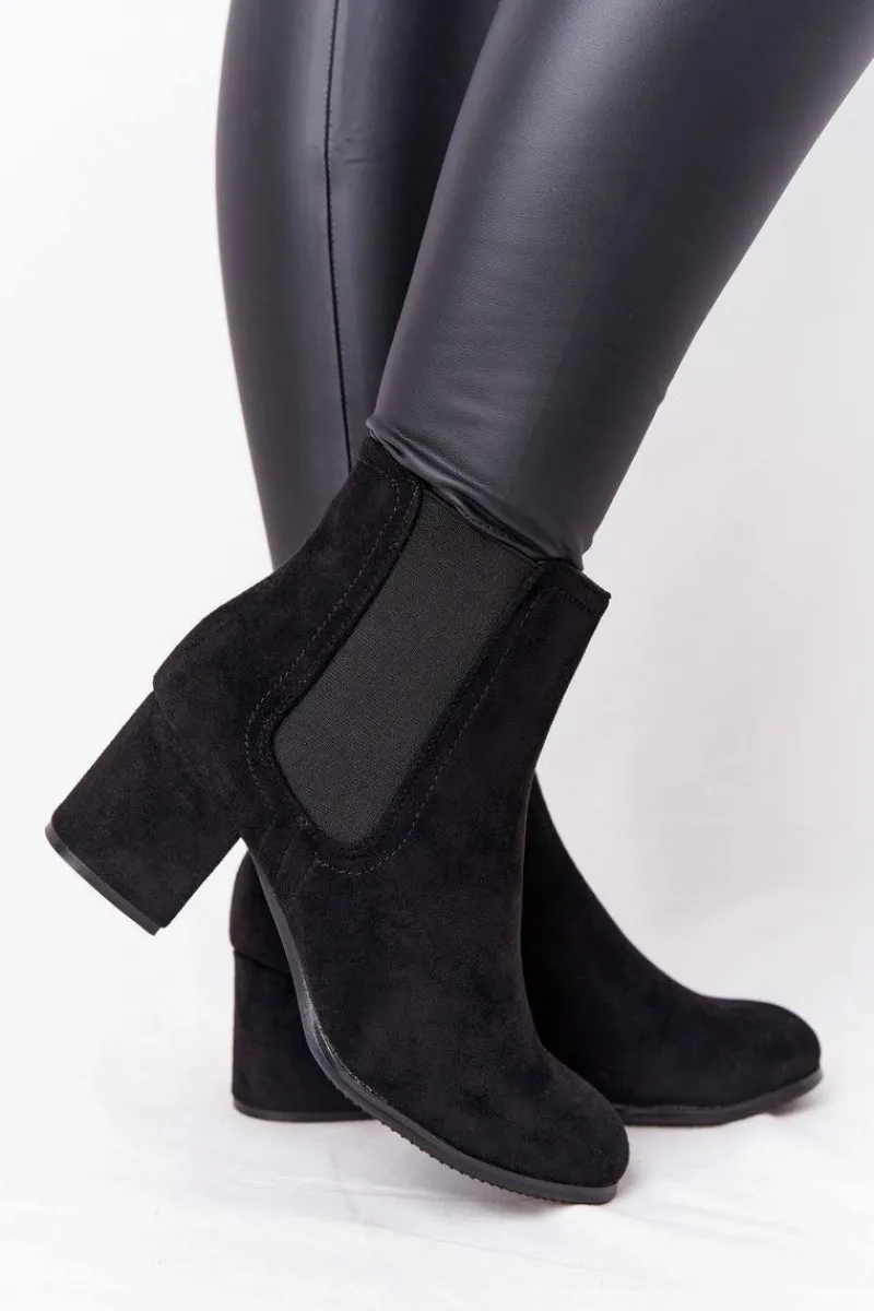 Botki Na Słupku|Czarne Botki>Boto Damskie Ocieplane Botki Sztyblety Na Słupku Czarne Juliette