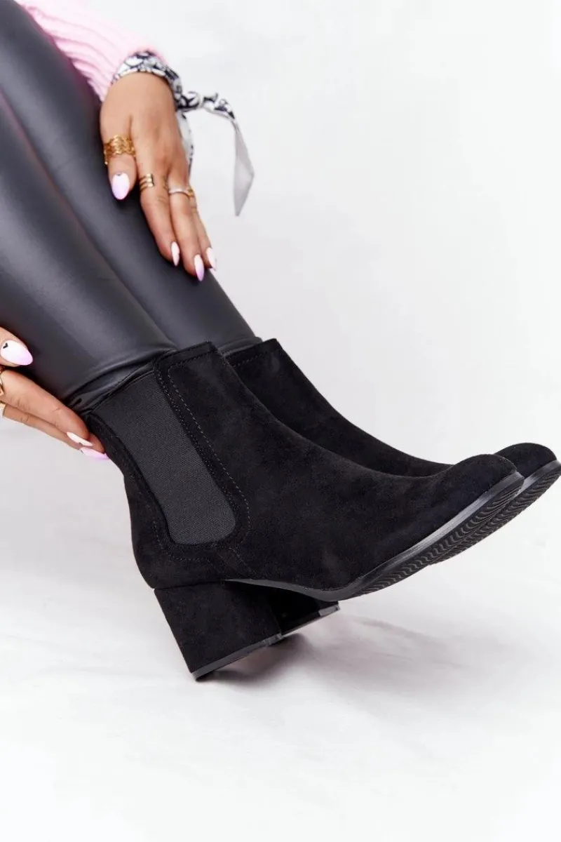 Botki Na Słupku|Czarne Botki>Boto Damskie Ocieplane Botki Sztyblety Na Słupku Czarne Juliette