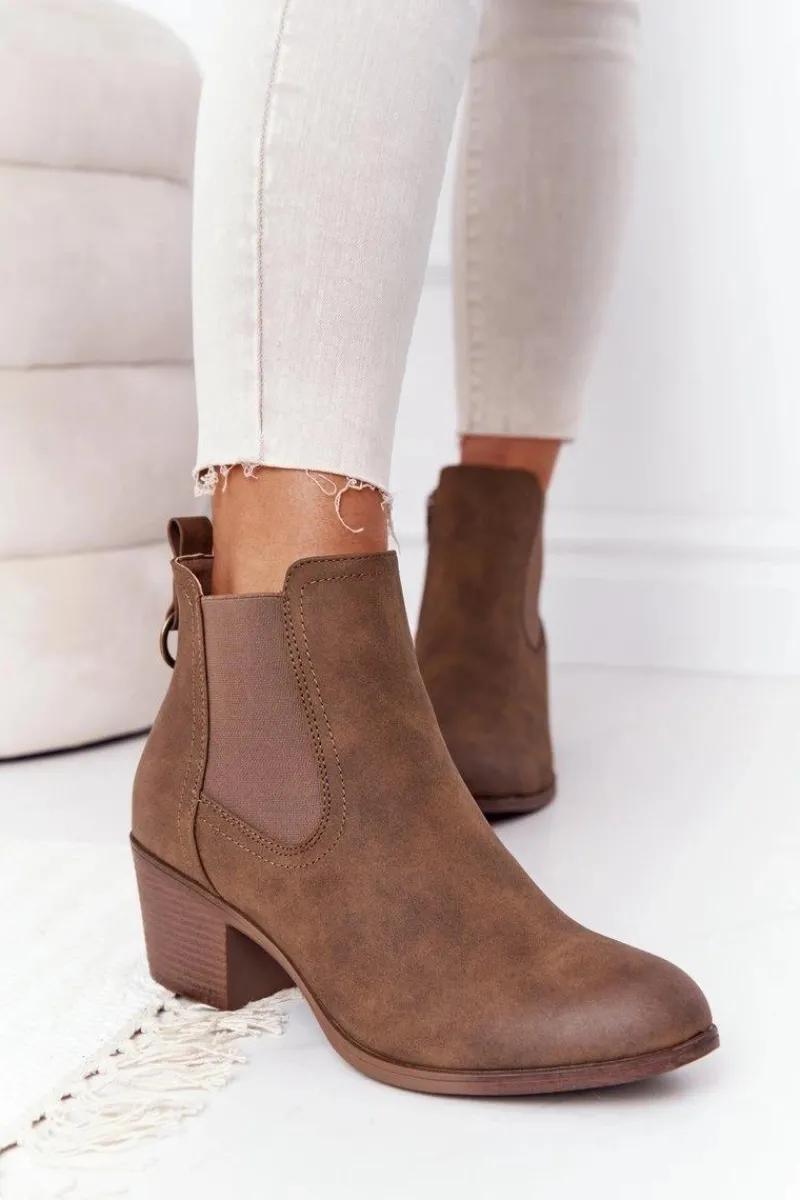 Botki Na Słupku|Botki Zimowe Damskie>Boto Damskie Ocieplane Botki Sztyblety Na Obcasie Khaki Trinity