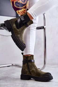 Botki Zimowe Damskie|Brązowe I Beżowe Botki><noscript><img width=