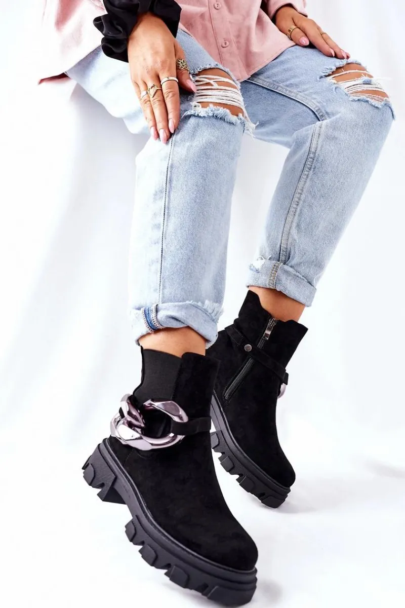 Clearance Damskie Ocieplane Botki Sztyblety Czarne Visione Damskie Czarne Botki|Botki Zimowe Damskie