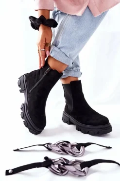 Clearance Damskie Ocieplane Botki Sztyblety Czarne Visione Damskie Czarne Botki|Botki Zimowe Damskie