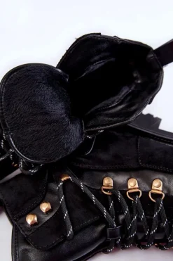 Sale Damskie Ocieplane Botki Sznurowane Czarne Jesse Damskie Damskie Trapery|Botki Sznurowane