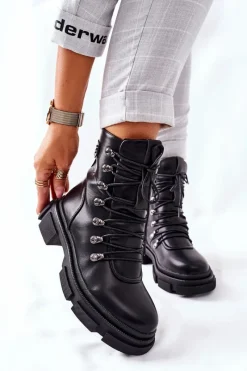 Botki Na Słupku|Czarne Botki>Boto Damskie Ocieplane Botki Trapery Czarne Perfect