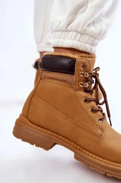 Boto Damskie Ocieplane Botki Trapery Camel Lonne