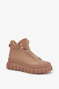 Online Damskie Ocieplane Botki Trapery Na Platformie Camel Carenna Damskie Botki Ocieplane|Damskie Trapery