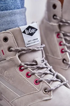 Damskie Trapery|Botki Sznurowane></noscript>Lee Cooper Damskie Ocieplane Botki Trapery LCJ-22-01-1373 Szare