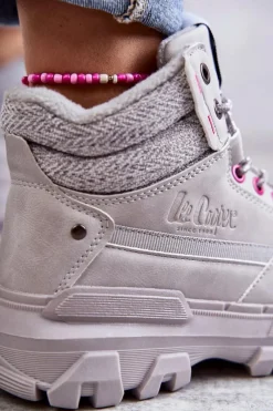 Damskie Trapery|Botki Sznurowane></noscript>Lee Cooper Damskie Ocieplane Botki Trapery LCJ-22-01-1373 Szare