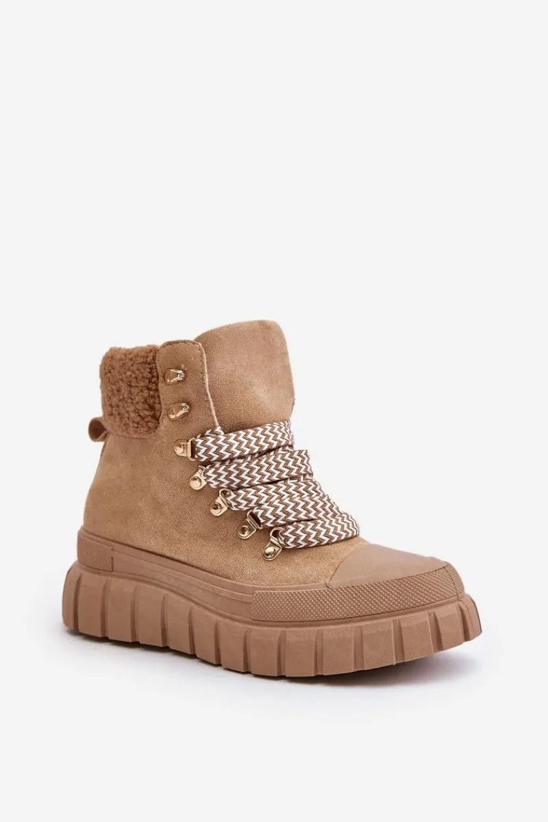 Botki Ocieplane|Damskie Trapery>Evento Damskie Ocieplane Botki Trapery Na Platformie Brązowe Alcyhen Brązowy