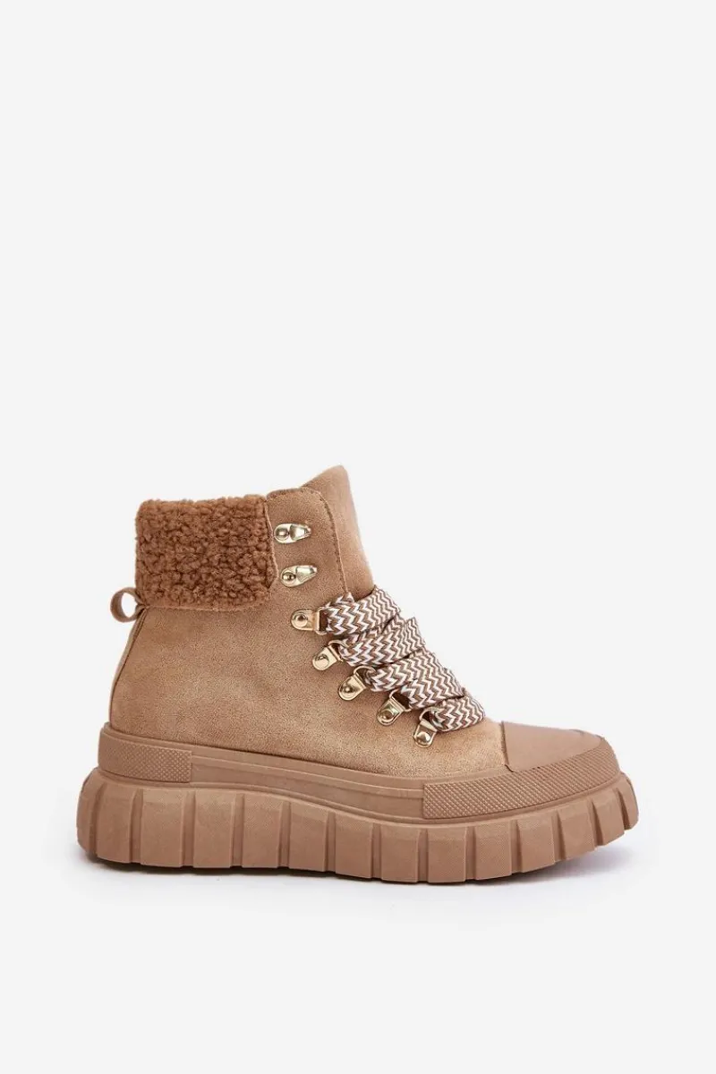 Botki Ocieplane|Damskie Trapery>Evento Damskie Ocieplane Botki Trapery Na Platformie Brązowe Alcyhen Brązowy