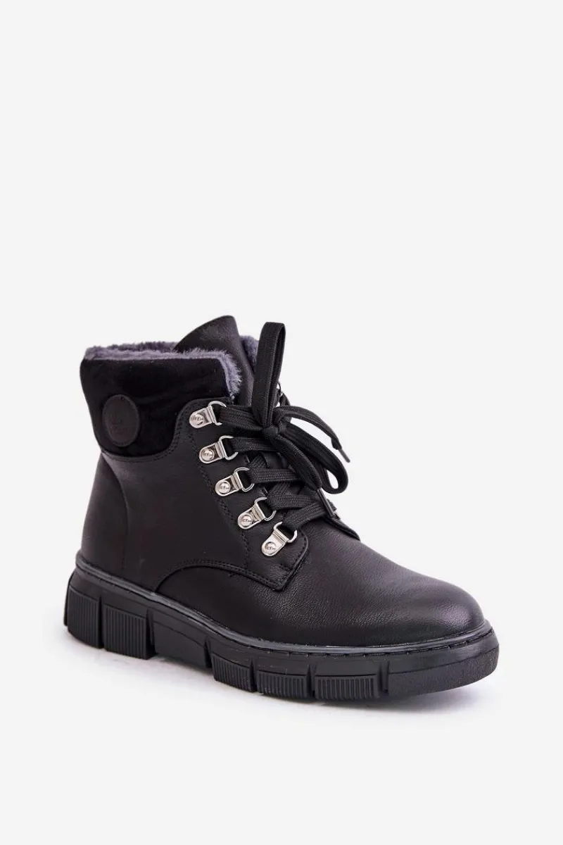 Botki Ocieplane|Damskie Trapery>Boto Damskie Ocieplane Botki Trapery Na Zamek Czarne Mevanisa Czarny