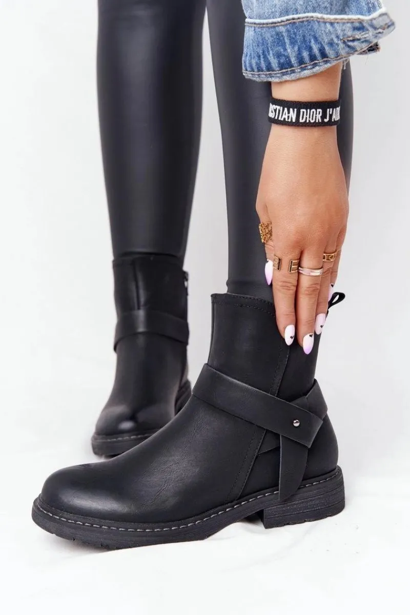 Clearance Boto Damskie Ocieplane Botki Workery Czarne Alivia