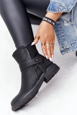 Clearance Boto Damskie Ocieplane Botki Workery Czarne Alivia