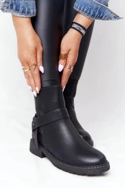 Clearance Boto Damskie Ocieplane Botki Workery Czarne Alivia