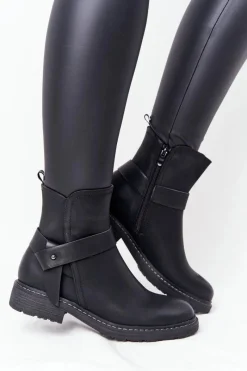 Clearance Boto Damskie Ocieplane Botki Workery Czarne Alivia