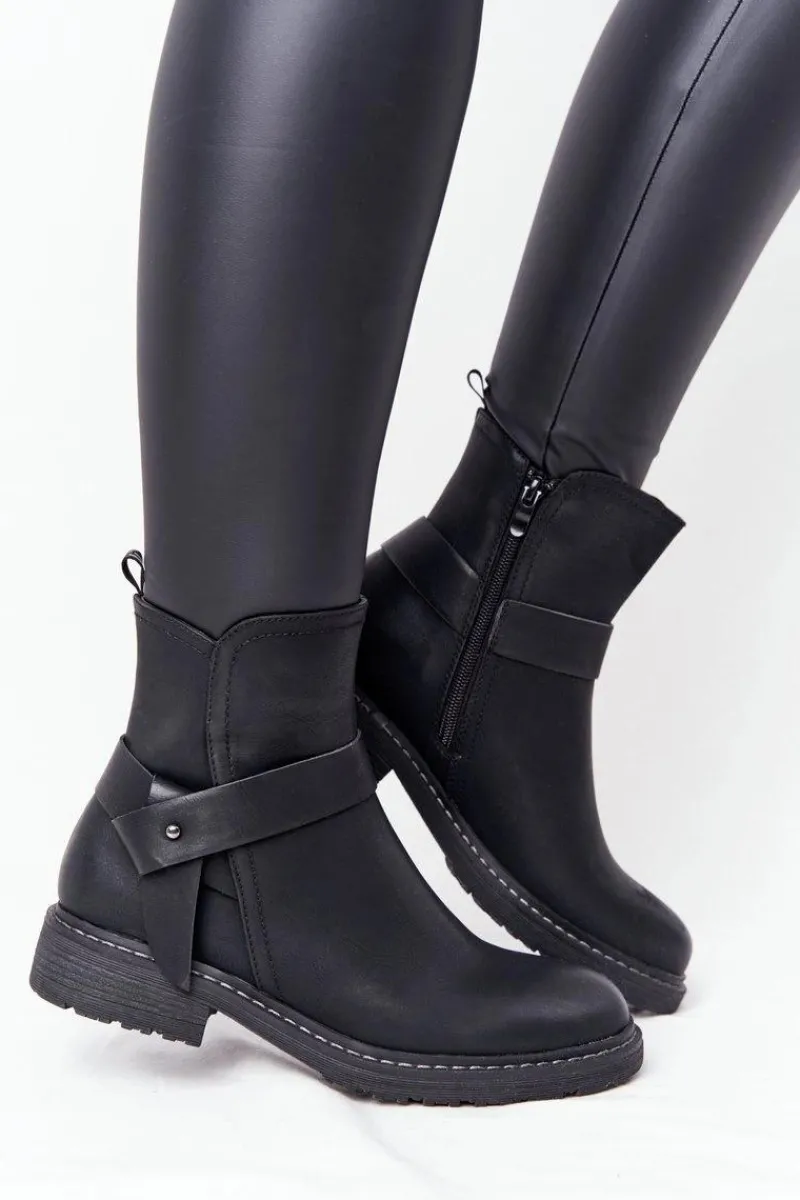 Clearance Boto Damskie Ocieplane Botki Workery Czarne Alivia