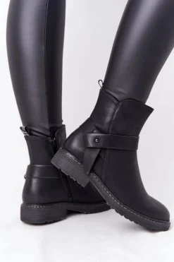 Clearance Boto Damskie Ocieplane Botki Workery Czarne Alivia