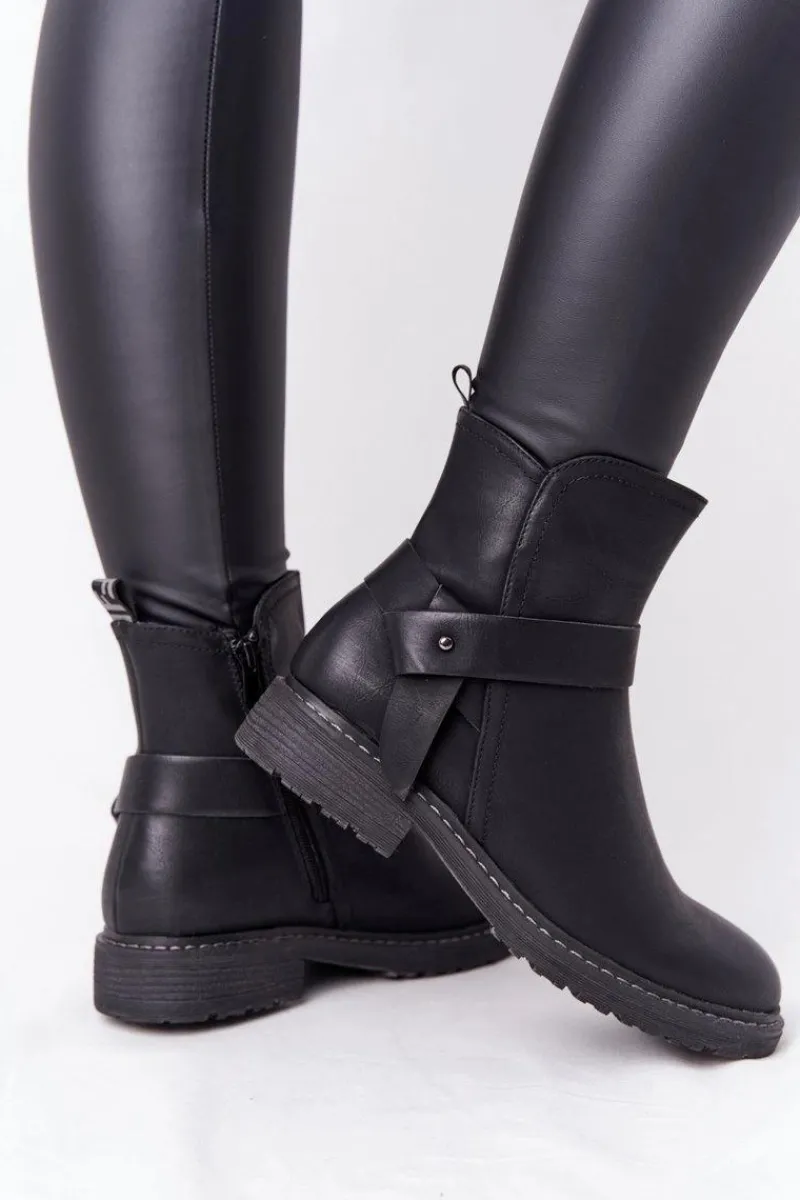 Clearance Boto Damskie Ocieplane Botki Workery Czarne Alivia