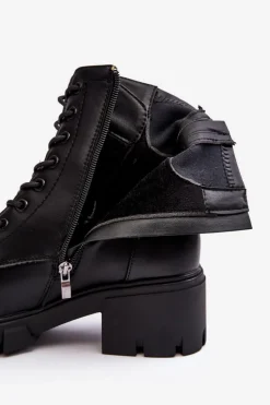 Best Buty damskie Vinceza Damskie Ocieplane Botki Workery Na Suwak Czarne Evrarda