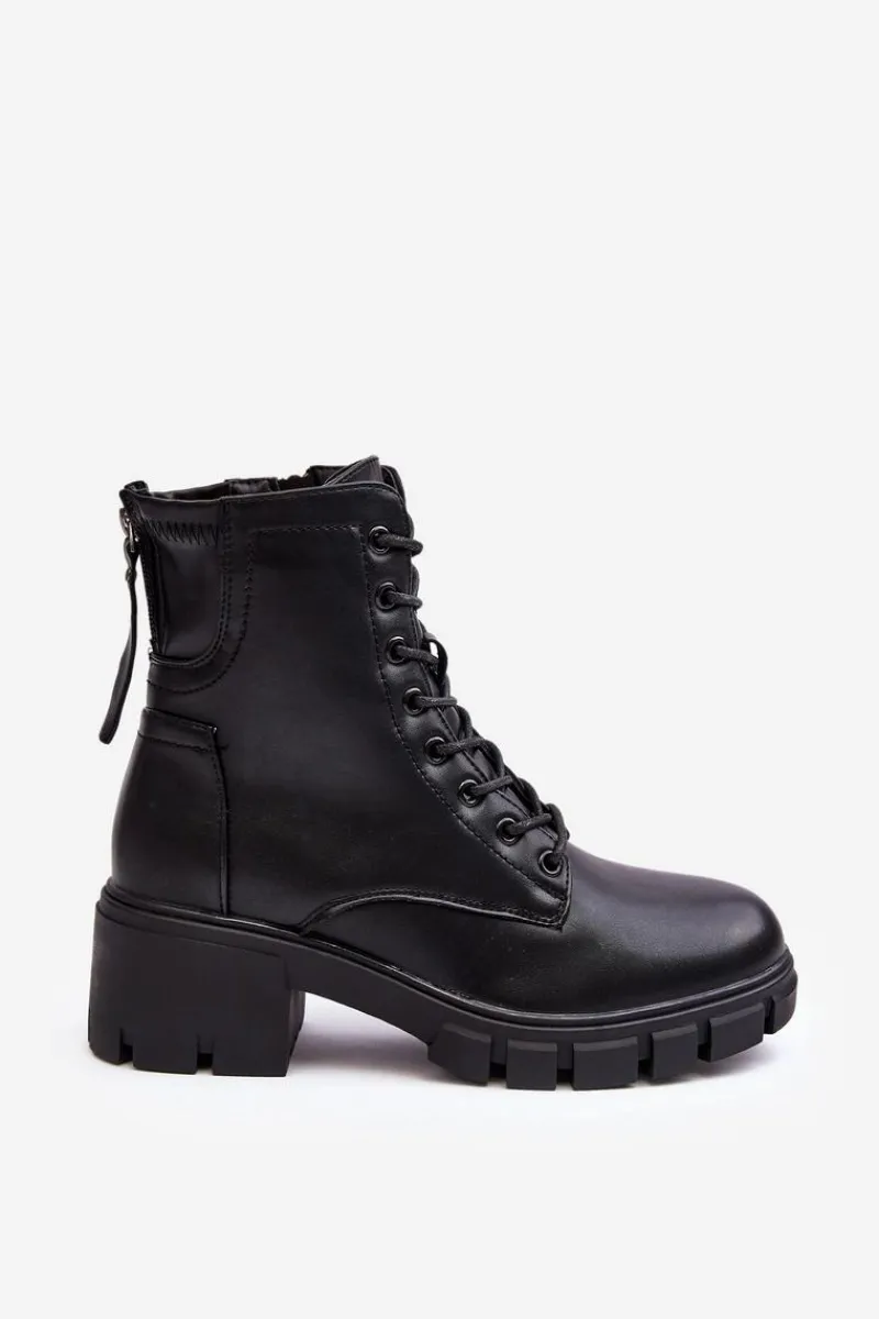 Best Buty damskie Vinceza Damskie Ocieplane Botki Workery Na Suwak Czarne Evrarda