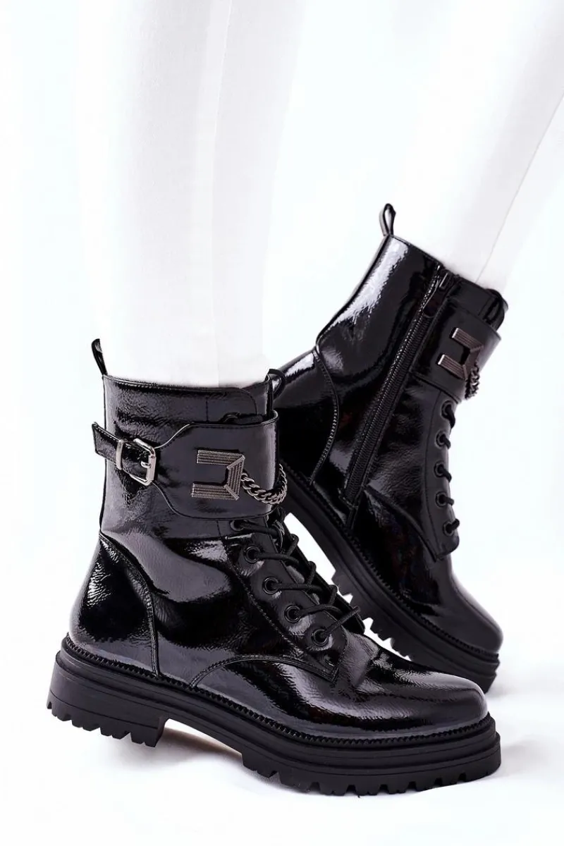 Sale Damskie buty S.Barski Damskie Ocieplane Botki Workery Czarne Vanquish