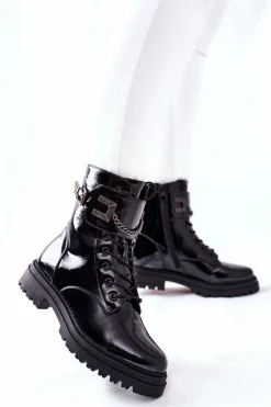 Sale Damskie buty S.Barski Damskie Ocieplane Botki Workery Czarne Vanquish