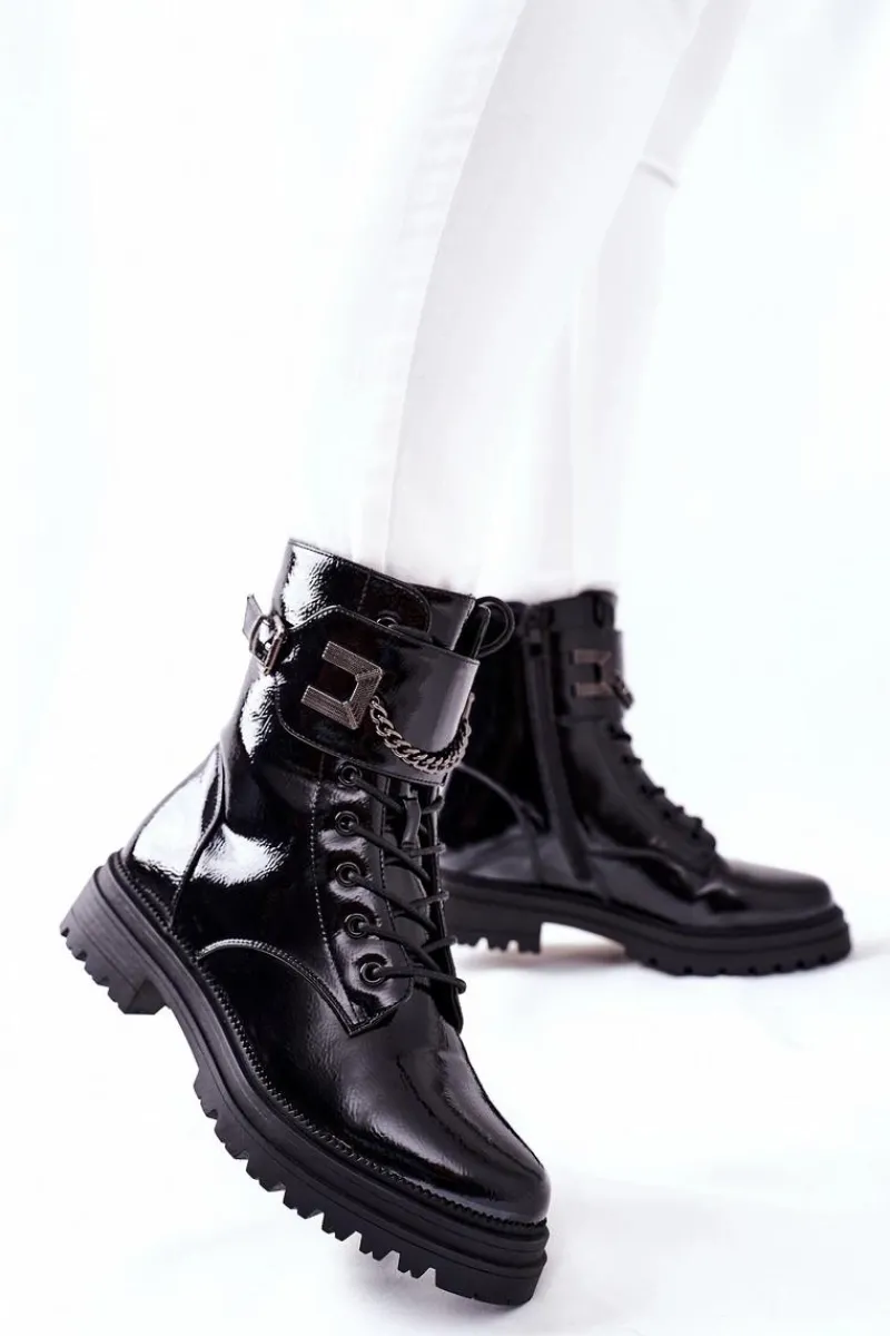 Sale Damskie buty S.Barski Damskie Ocieplane Botki Workery Czarne Vanquish