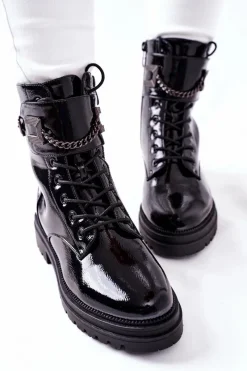 Sale Damskie buty S.Barski Damskie Ocieplane Botki Workery Czarne Vanquish