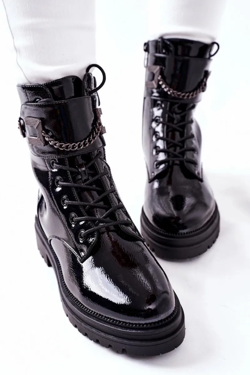 Sale Damskie buty S.Barski Damskie Ocieplane Botki Workery Czarne Vanquish