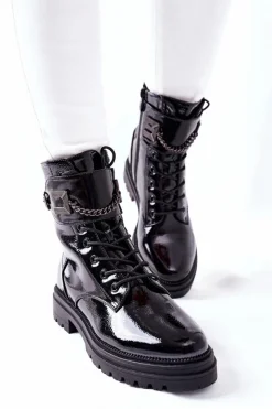 Sale Damskie buty S.Barski Damskie Ocieplane Botki Workery Czarne Vanquish