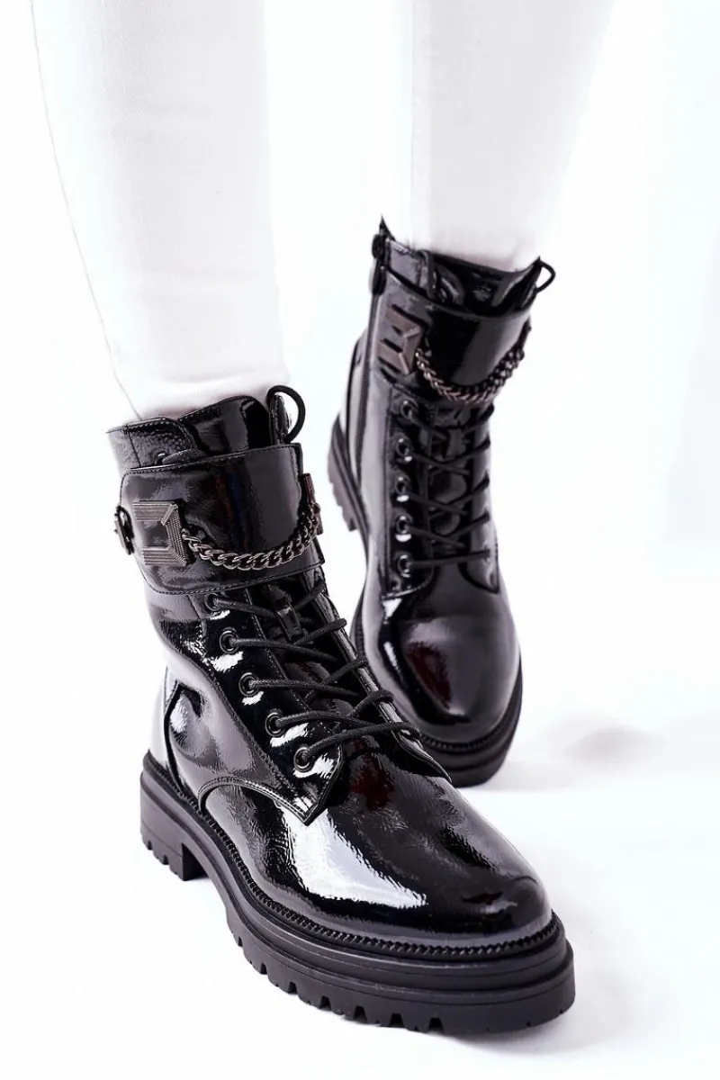 Sale Damskie buty S.Barski Damskie Ocieplane Botki Workery Czarne Vanquish