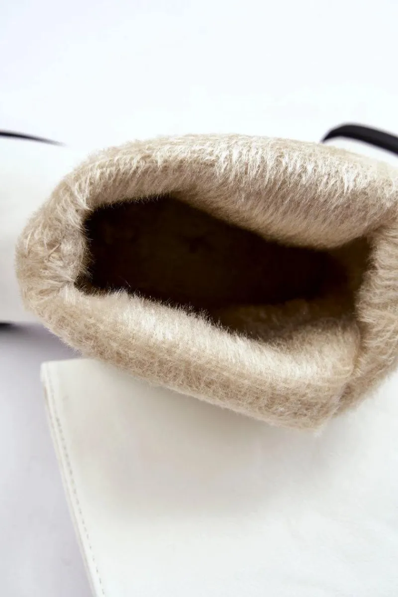 Boto Damskie Ocieplane Botki Wsuwane Białe Calan