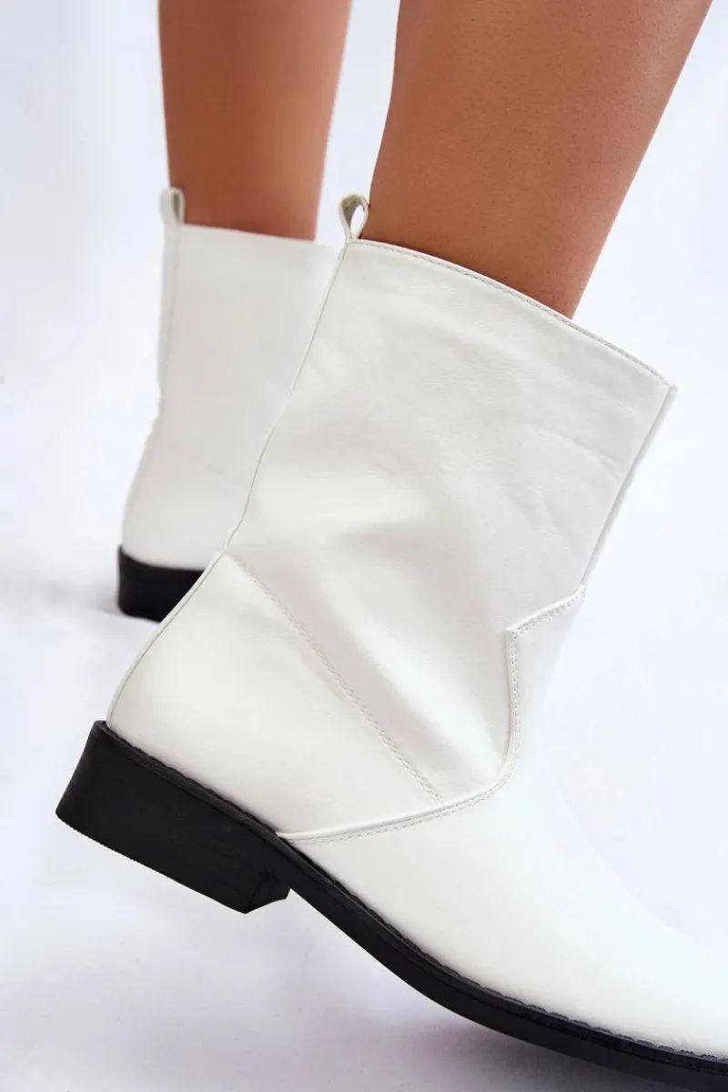 Boto Damskie Ocieplane Botki Wsuwane Białe Calan