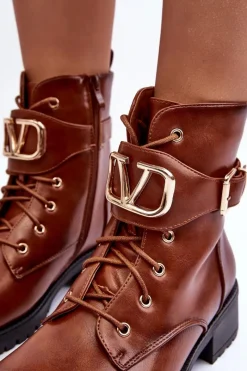 Botki Sznurowane|Brązowe I Beżowe Botki><noscript><img width=