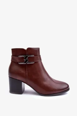 Discount Buty Sergio Leone Damskie Ocieplane Botki Z Ozdobą Brązowe Astrid