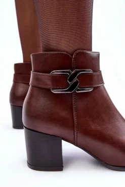 Discount Buty Sergio Leone Damskie Ocieplane Botki Z Ozdobą Brązowe Astrid