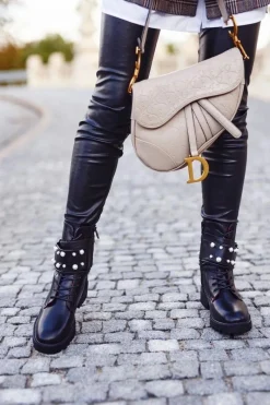 Online Boto Damskie Ocieplane Botki z Perełkami Czarne Mishigan