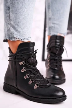 Botki Sznurowane|Czarne Botki><noscript><img width=