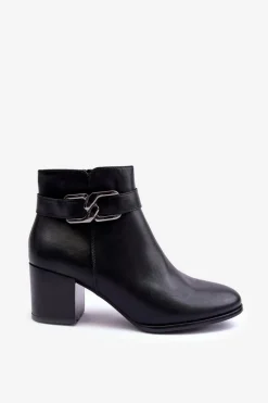 Discount Damskie Ocieplane Botki Z Ozdobą Czarne Astrid Damskie Botki Ocieplane|Botki Zimowe Damskie