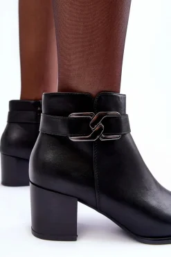 Discount Damskie Ocieplane Botki Z Ozdobą Czarne Astrid Damskie Botki Ocieplane|Botki Zimowe Damskie