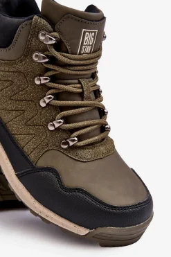 Big Star Shoes Damskie Ocieplane Buty Trekkingowe Khaki Big Star MM274480 Zielony