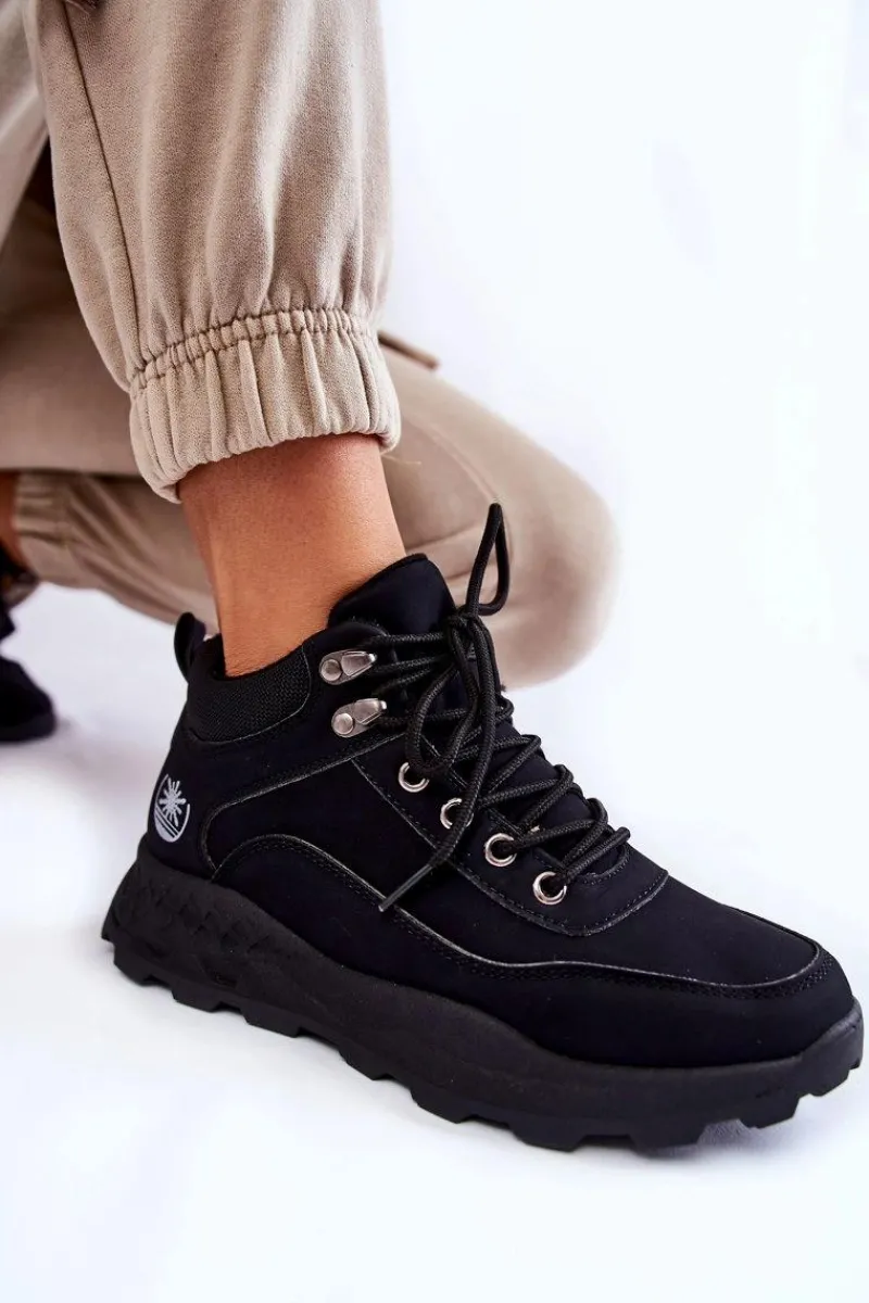 Trekkingowe Damskie|Damskie Trapery>Boto Damskie Ocieplane Buty Trekkingowe Trapery Czarne Otto