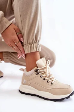 Hot Damskie Ocieplane Buty Trekkingowe Trapery Jasnobeżowe Otto Damskie Trekkingowe Damskie|Damskie Trapery