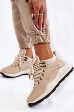 Hot Damskie Ocieplane Buty Trekkingowe Trapery Jasnobeżowe Otto Damskie Trekkingowe Damskie|Damskie Trapery