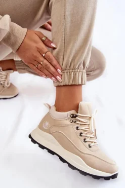 Hot Damskie Ocieplane Buty Trekkingowe Trapery Jasnobeżowe Otto Damskie Trekkingowe Damskie|Damskie Trapery