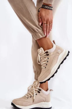 Hot Damskie Ocieplane Buty Trekkingowe Trapery Jasnobeżowe Otto Damskie Trekkingowe Damskie|Damskie Trapery