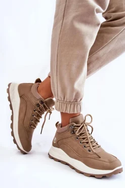 Discount Boto Damskie Ocieplane Buty Trekkingowe Trapery Beżowe Otto