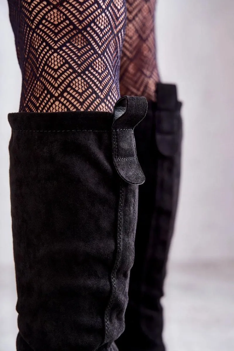 Online Damskie Ocieplane Kozaki Do Kolana Czarne Helma Damskie Kozaki Płaskie|Kozaki Przed Kolano