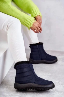 Sale Evento Damskie Ocieplane Śniegowce Granatowe Mezyss Niebieski